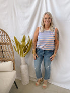 Blue and Mauve Stripe Tank Top-Tank Tops-staccato-The Silo Boutique, Women's Fashion Boutique Located in Warren and Grand Forks North Dakota