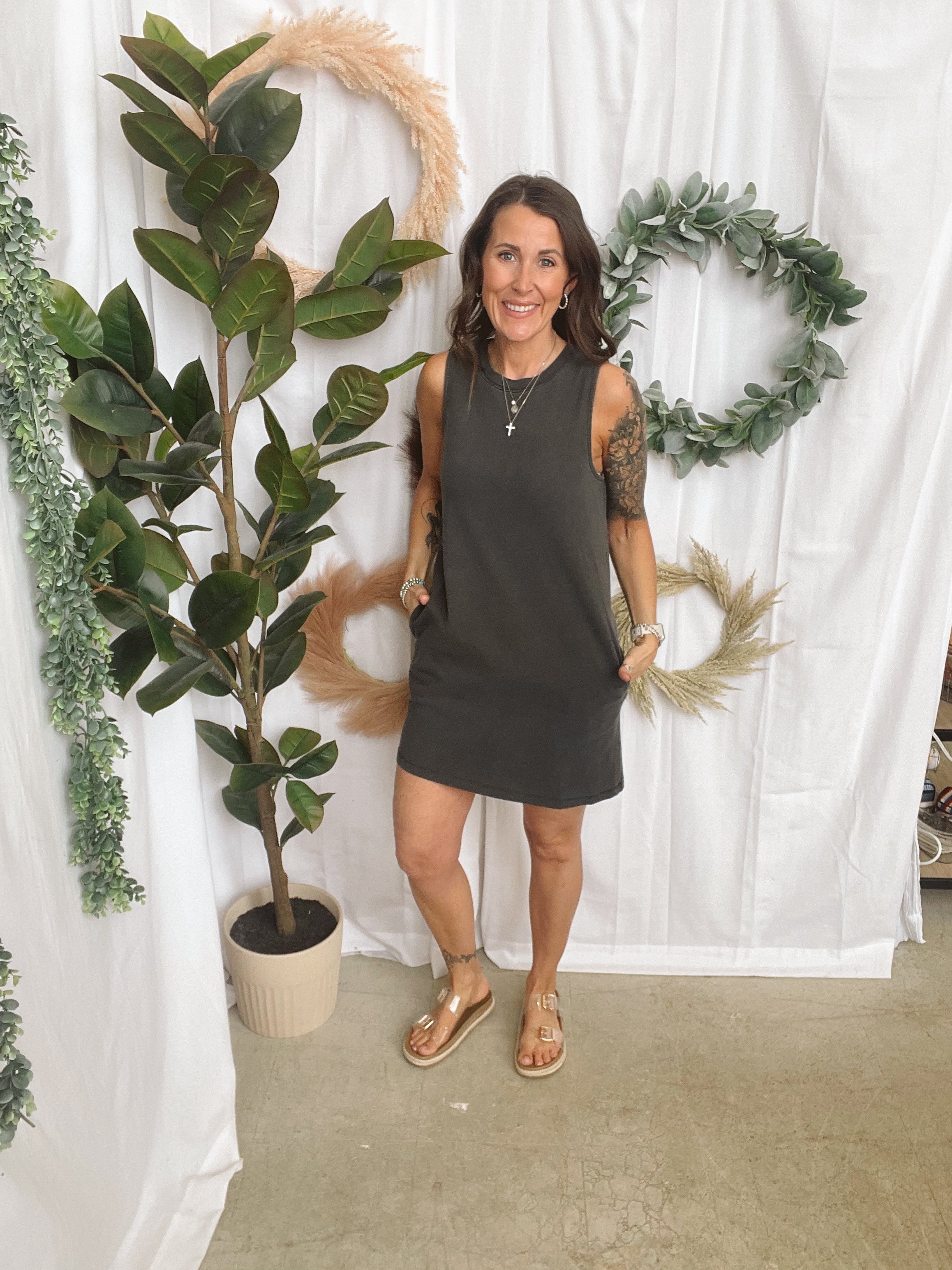 Hailey Mineral Wash Tank Dress-Black-Dresses-hyfve-The Silo Boutique, Women's Fashion Boutique Located in Warren and Grand Forks North Dakota