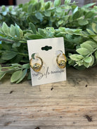 Gold Single Ball Hoop Earrings-Earrings-Avenue T-The Silo Boutique, Women's Fashion Boutique Located in Warren and Grand Forks North Dakota