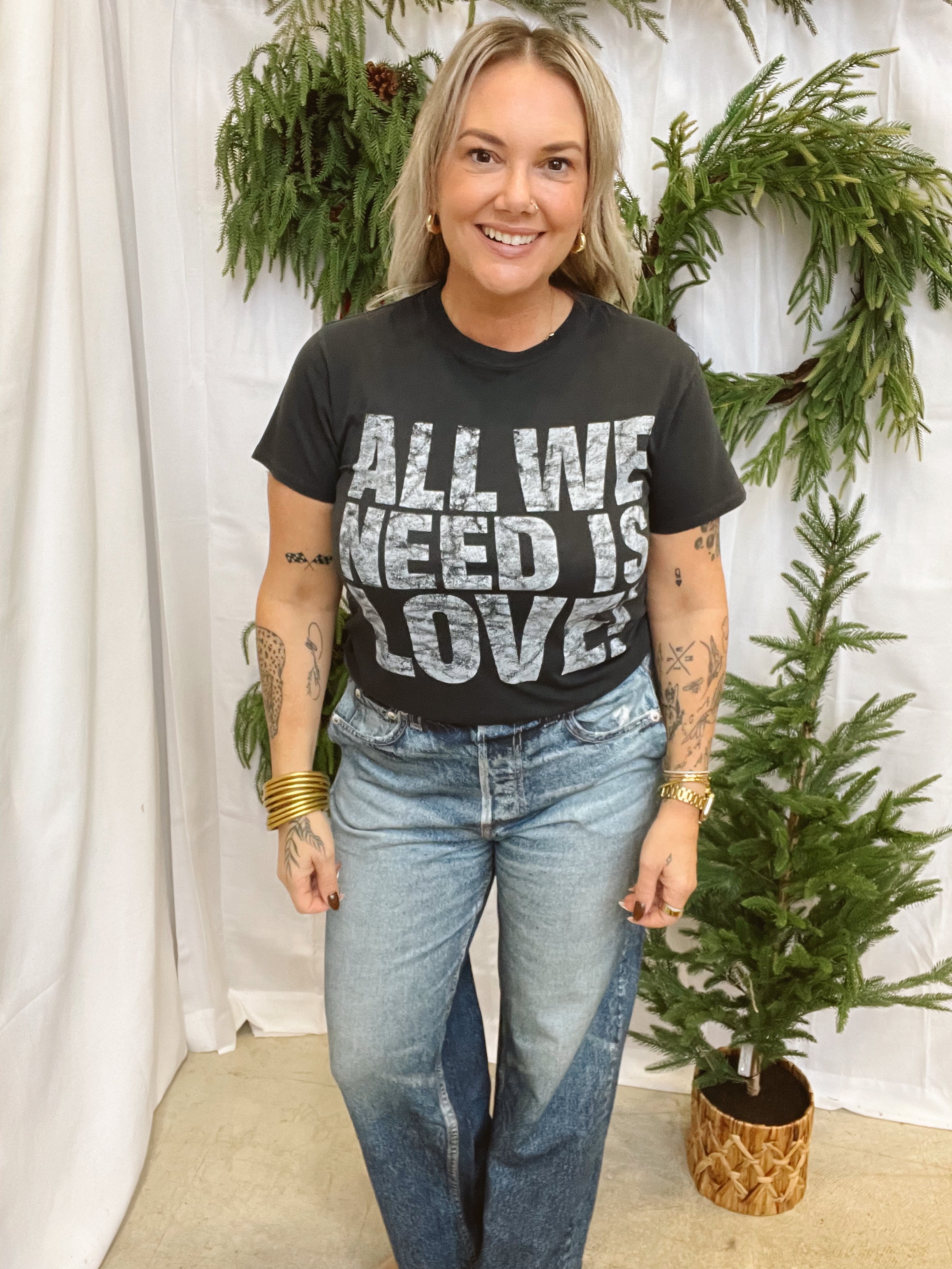 Elan All You Need Is Love Tee-Graphic Tees-elan-The Silo Boutique, Women's Fashion Boutique Located in Warren and Grand Forks North Dakota