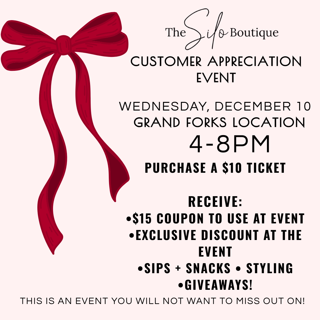 Wednesday, December 10 Shopping Ticket-Grand Forks 4-8pm-The Silo Boutique-The Silo Boutique, Women's Fashion Boutique Located in Warren and Grand Forks North Dakota