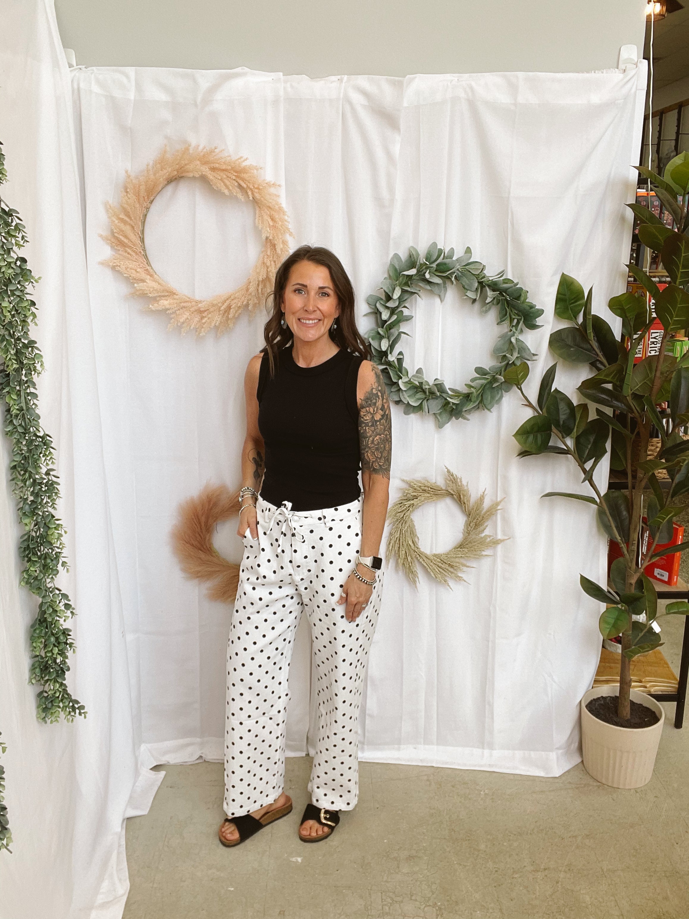 Layla Polka Dot Pants-White-Pants-lovlov-The Silo Boutique, Women's Fashion Boutique Located in Warren and Grand Forks North Dakota