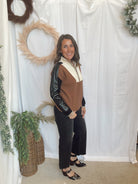 Elan Camel Color Block Sweater-Sweaters-elan-The Silo Boutique, Women's Fashion Boutique Located in Warren and Grand Forks North Dakota