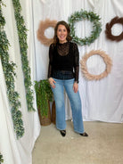 Dani Black Dot Mesh Top-Long Sleeve Tops-davi-The Silo Boutique, Women's Fashion Boutique Located in Warren and Grand Forks North Dakota
