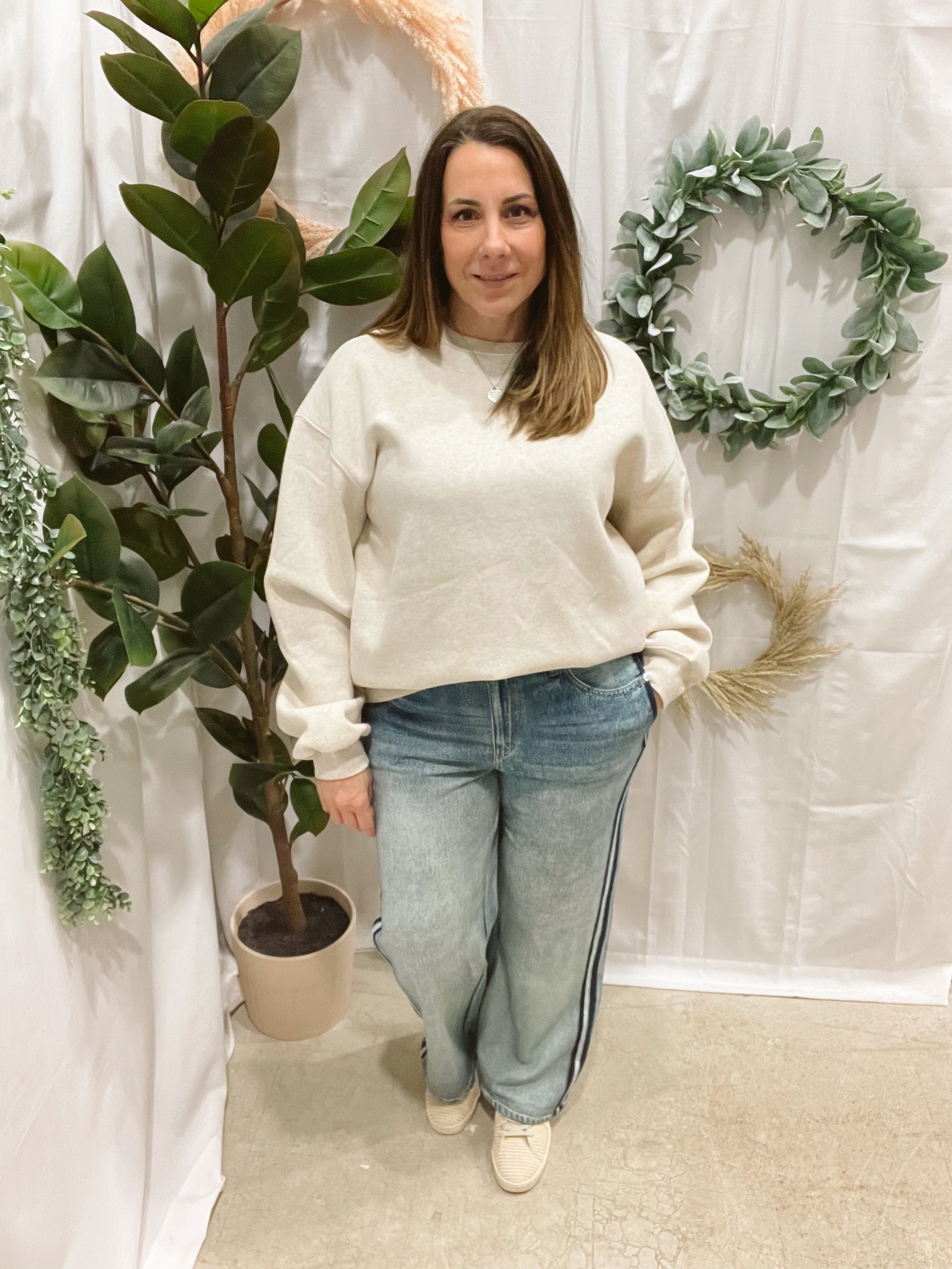 Elan Side Stripe Blue Pants-Pants-elan-The Silo Boutique, Women's Fashion Boutique Located in Warren and Grand Forks North Dakota