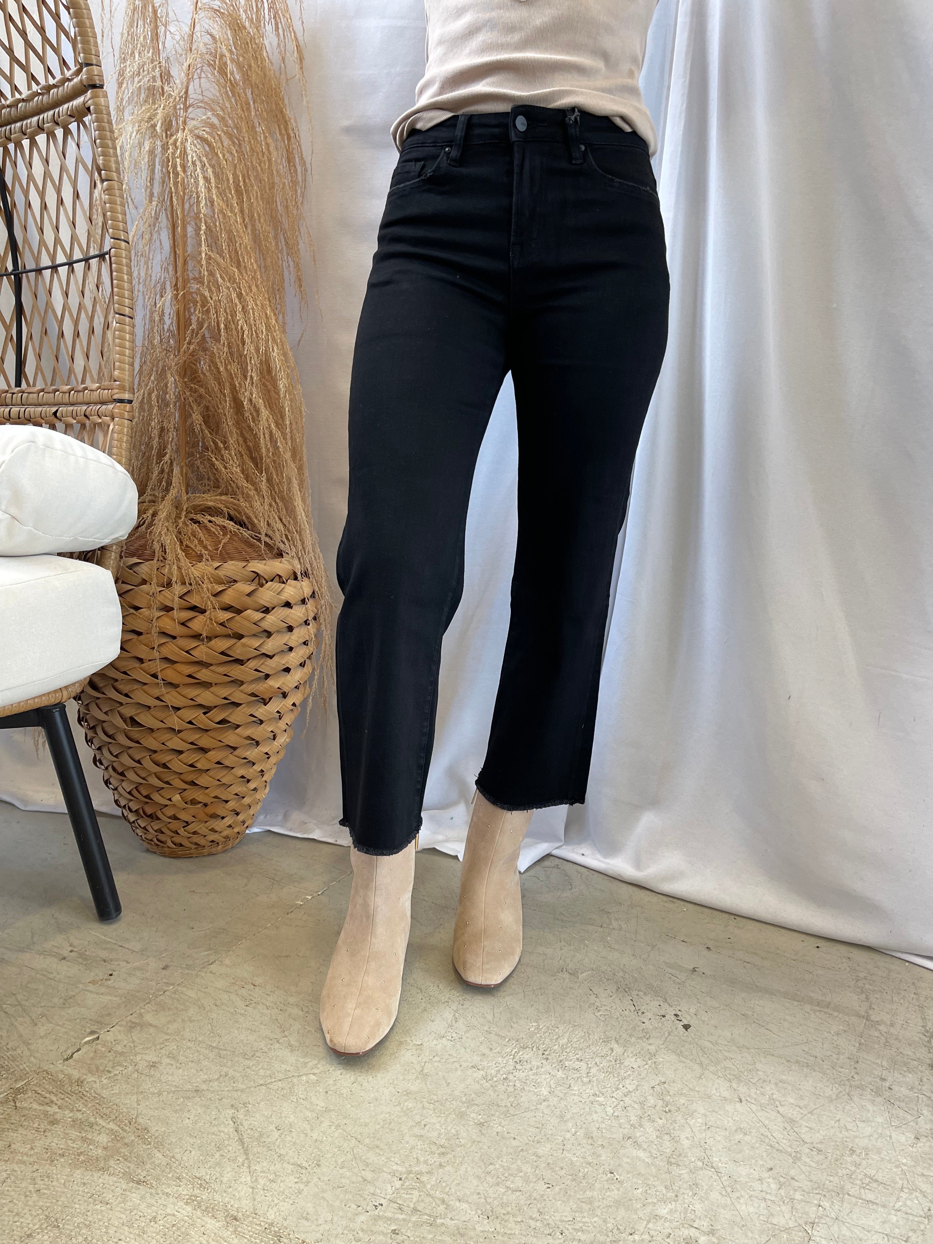 Mica Black Beauty Wide Leg Jeans-Final Sale-Jeans-mica-The Silo Boutique, Women's Fashion Boutique Located in Warren and Grand Forks North Dakota
