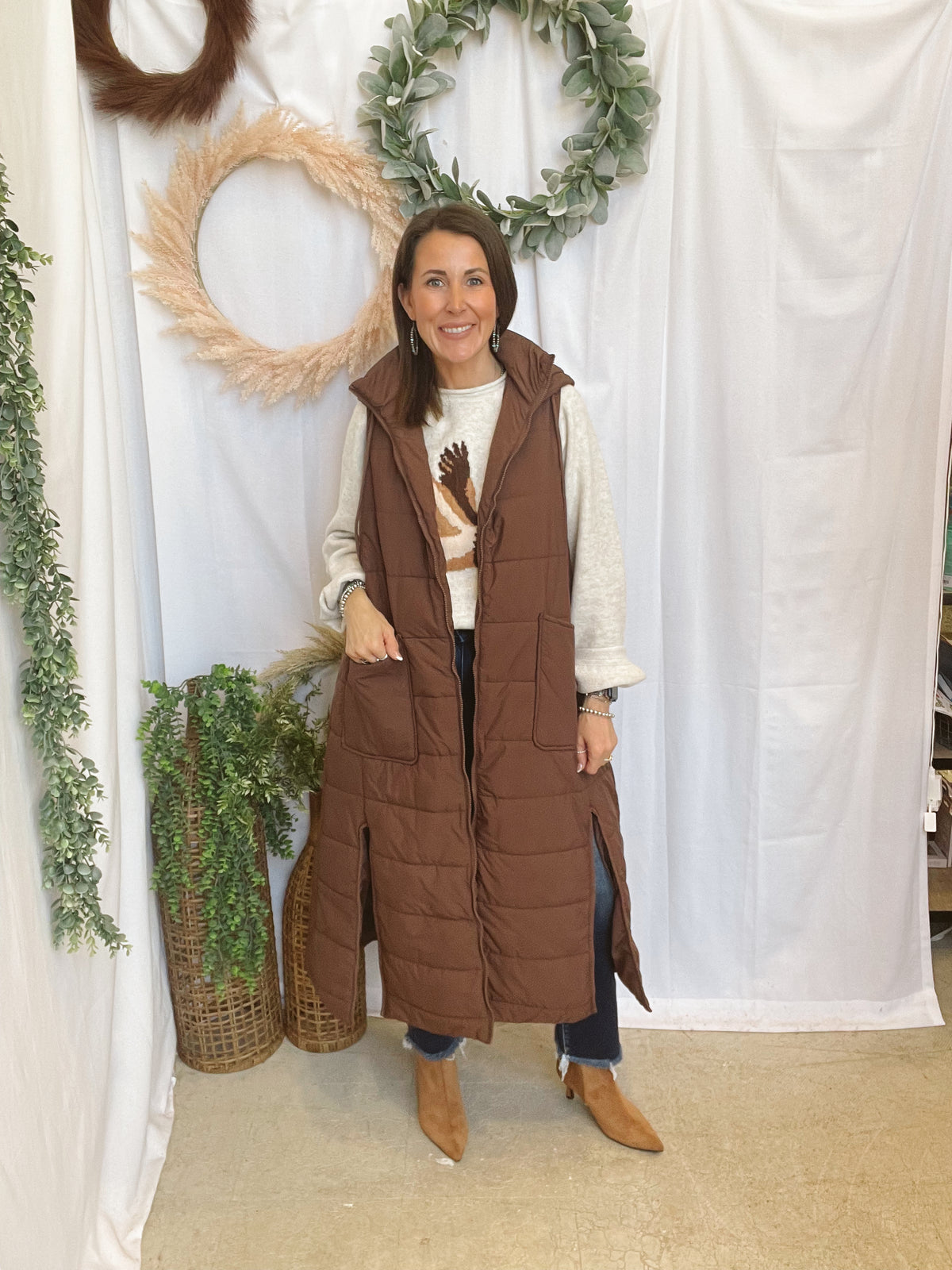 Blakely Wild Oak Vest-Brown-Vests-blakeley-The Silo Boutique, Women's Fashion Boutique Located in Warren and Grand Forks North Dakota