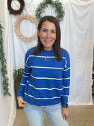 Heidi Blue Stripe Sweater-Sweaters-hyfve-The Silo Boutique, Women's Fashion Boutique Located in Warren and Grand Forks North Dakota