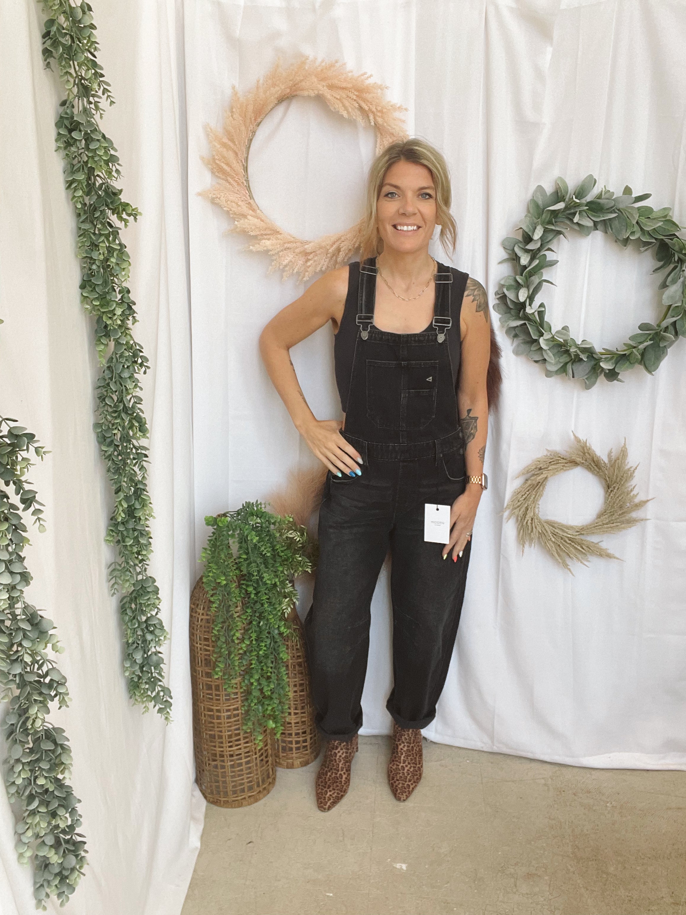 Hidden Barrel Overalls-Black-overalls-Hidden-The Silo Boutique, Women's Fashion Boutique Located in Warren and Grand Forks North Dakota