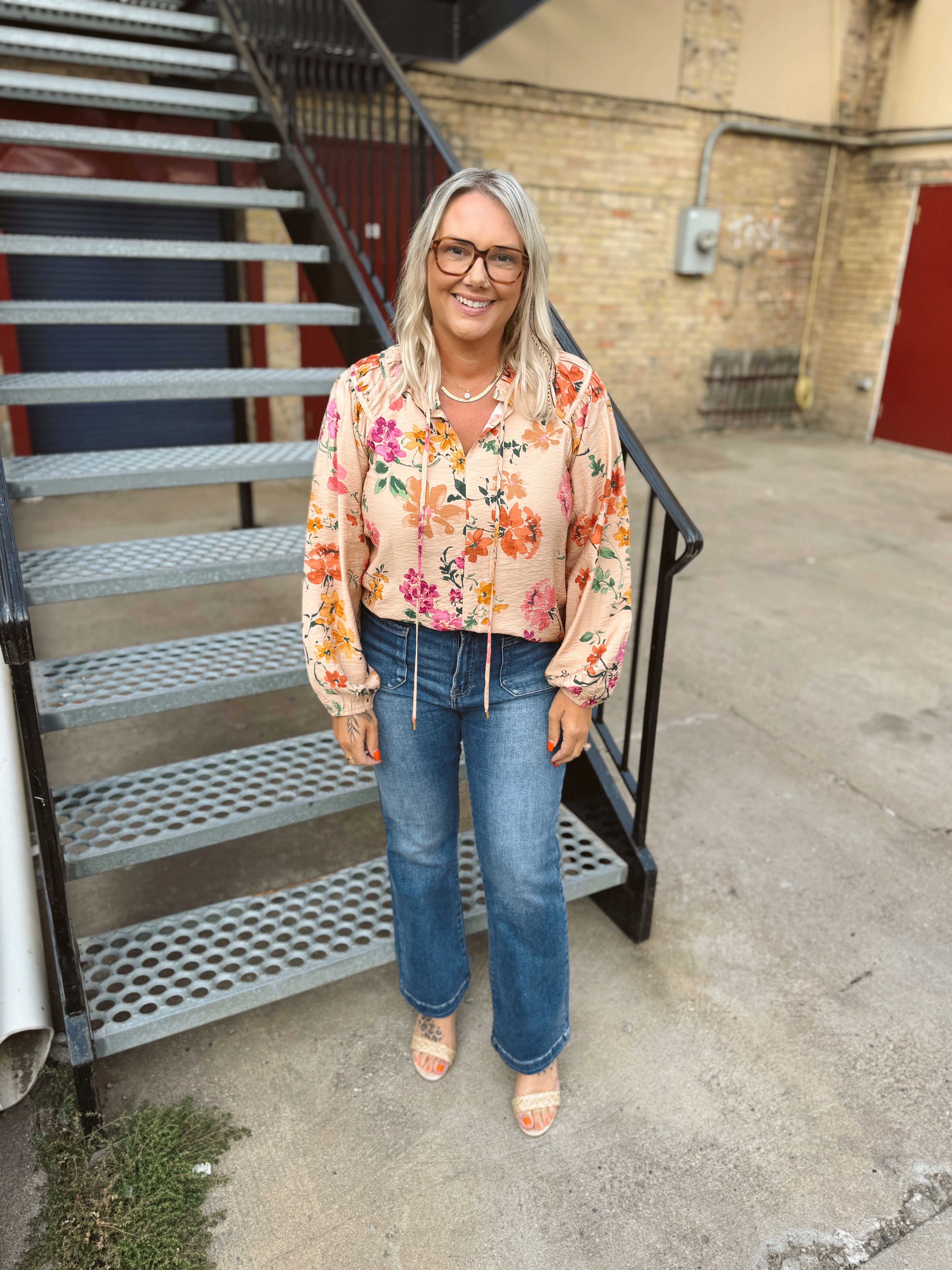 Taupe Multi Long Sleeve Top-Final Sale-Long Sleeve Tops-oddi-The Silo Boutique, Women's Fashion Boutique Located in Warren and Grand Forks North Dakota