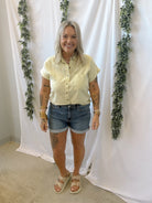 Squash Tencel Button Down Top-Short Sleeve Tops-be cool-The Silo Boutique, Women's Fashion Boutique Located in Warren and Grand Forks North Dakota