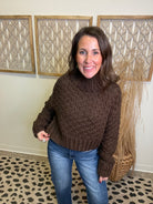 Elan Espresso Mock Sweater-Sweaters-elan-The Silo Boutique, Women's Fashion Boutique Located in Warren and Grand Forks North Dakota