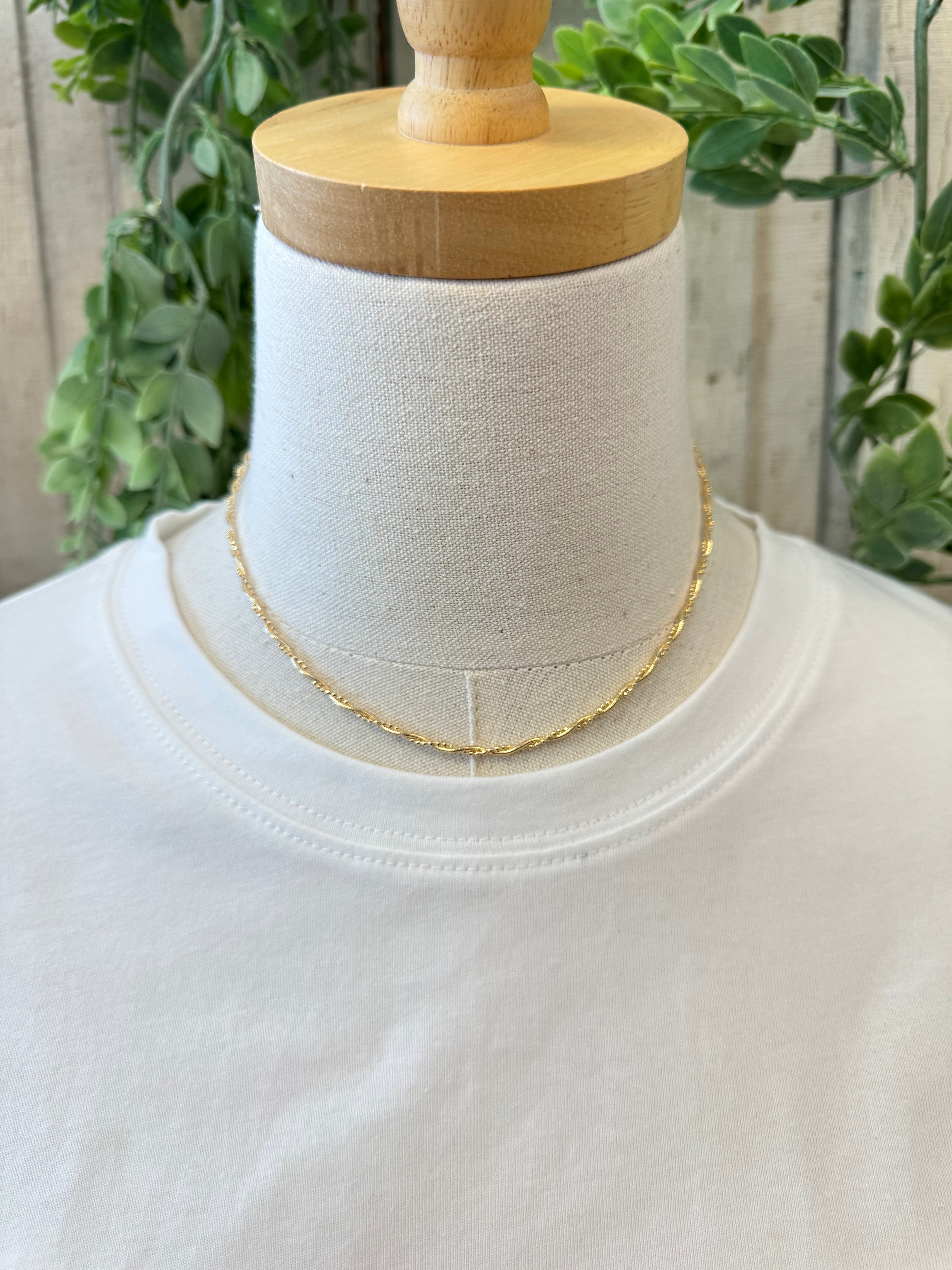 Beaded Snake Chain Necklace-Gold-Necklaces-fame-The Silo Boutique, Women's Fashion Boutique Located in Warren and Grand Forks North Dakota