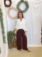 Nina Pants-Merlot-Pants-ENTRO-The Silo Boutique, Women's Fashion Boutique Located in Warren and Grand Forks North Dakota