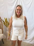 White Ribbed Tank Top-Tank Tops-staccato-The Silo Boutique, Women's Fashion Boutique Located in Warren and Grand Forks North Dakota