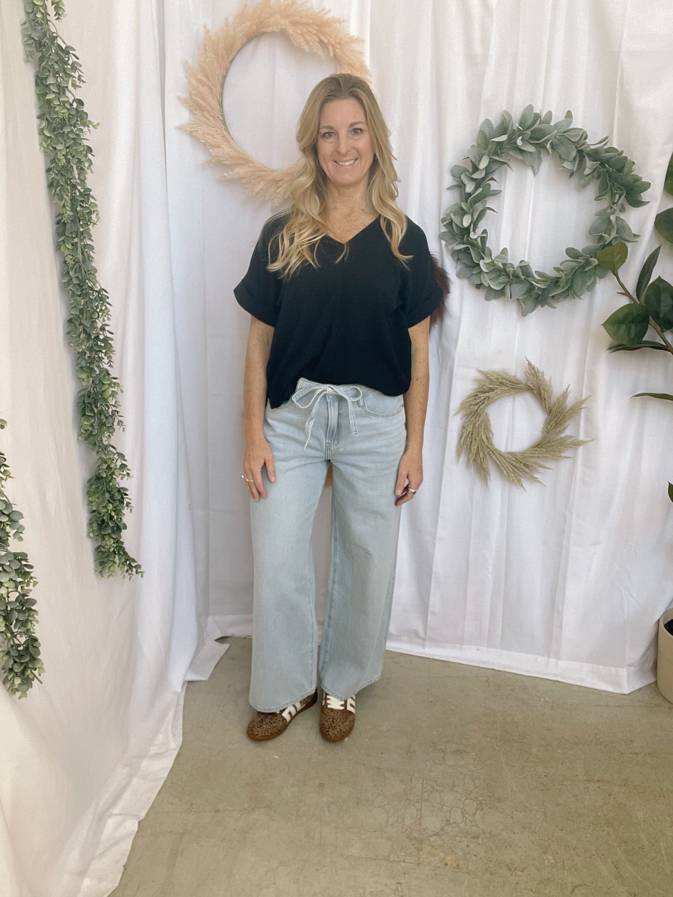 Bev Black V Neck Top-Tank Tops-staccato-The Silo Boutique, Women's Fashion Boutique Located in Warren and Grand Forks North Dakota