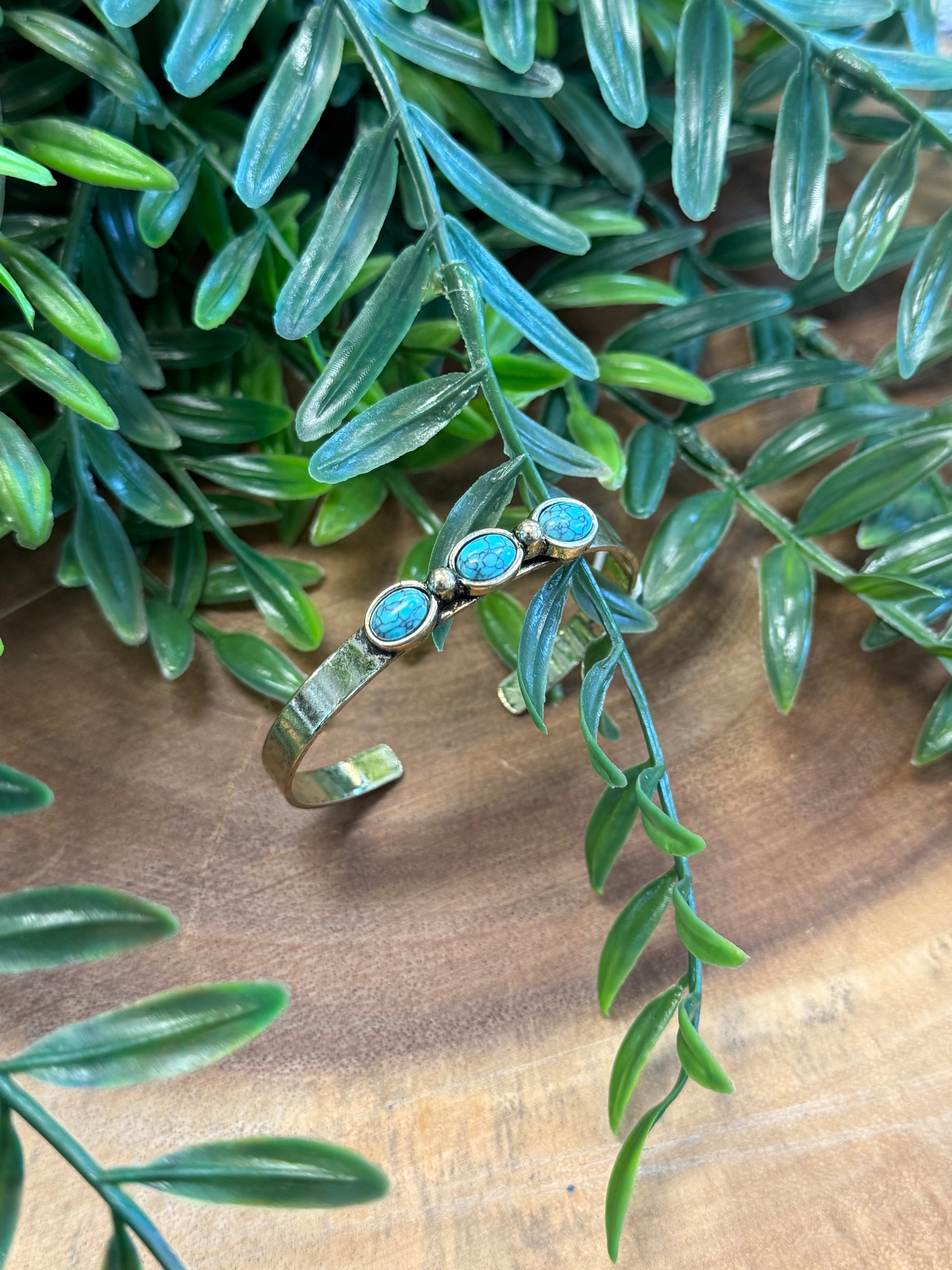 Gold Turquoise Bracelet Cuff-Bracelets-Dallas Market-The Silo Boutique, Women's Fashion Boutique Located in Warren and Grand Forks North Dakota