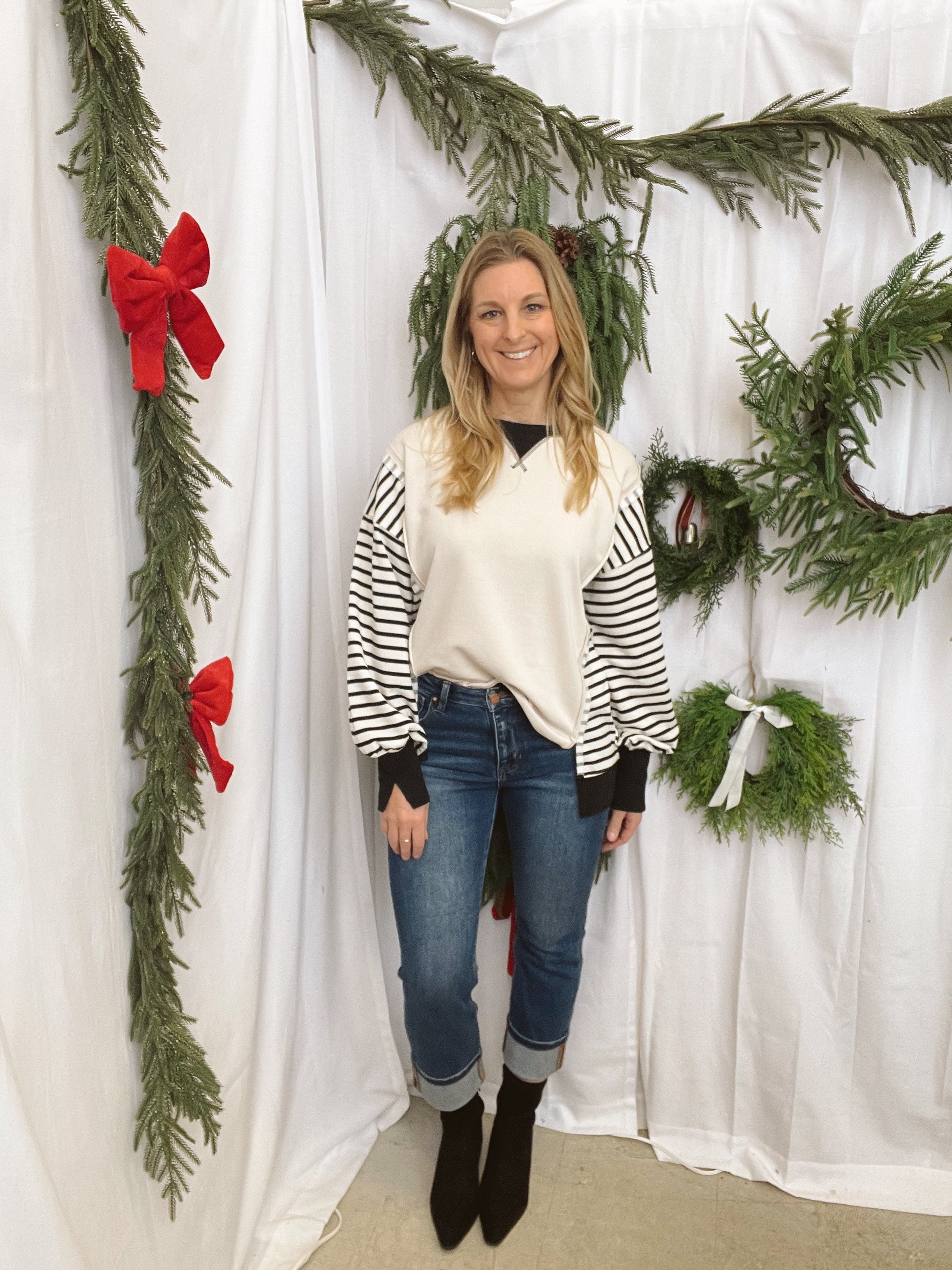 Nan Black and Cream Contrast Sweatshirt-Sweatshirts-new in-The Silo Boutique, Women's Fashion Boutique Located in Warren and Grand Forks North Dakota