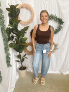 Jade Ribbed Bodysuit-Chocolate-Bodysuits-jade by jane-The Silo Boutique, Women's Fashion Boutique Located in Warren and Grand Forks North Dakota