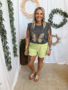 Kiwi Striped Shorts-Shorts-entro-The Silo Boutique, Women's Fashion Boutique Located in Warren and Grand Forks North Dakota