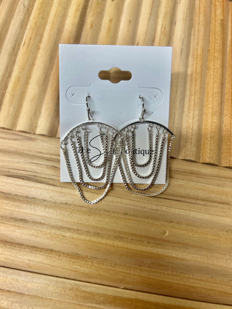 Box Chain Drop Earrings-Earrings-Fame-The Silo Boutique, Women's Fashion Boutique Located in Warren and Grand Forks North Dakota