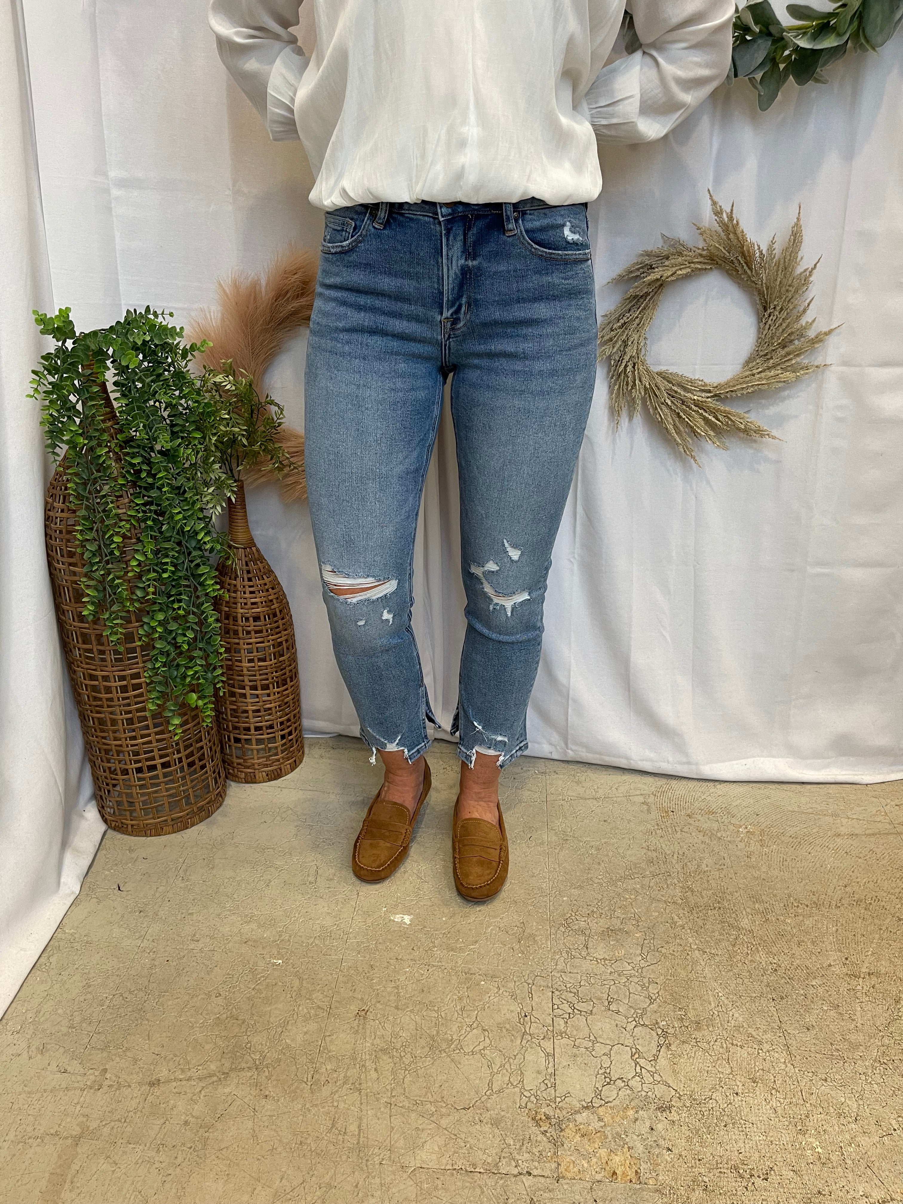 Mica Under The Table Slit Jeans-Jeans-mica-The Silo Boutique, Women's Fashion Boutique Located in Warren and Grand Forks North Dakota