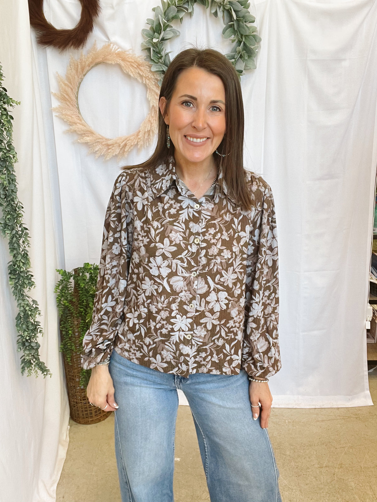 Reese Floral Button Down Top-Long Sleeve Tops-cozy co-The Silo Boutique, Women's Fashion Boutique Located in Warren and Grand Forks North Dakota