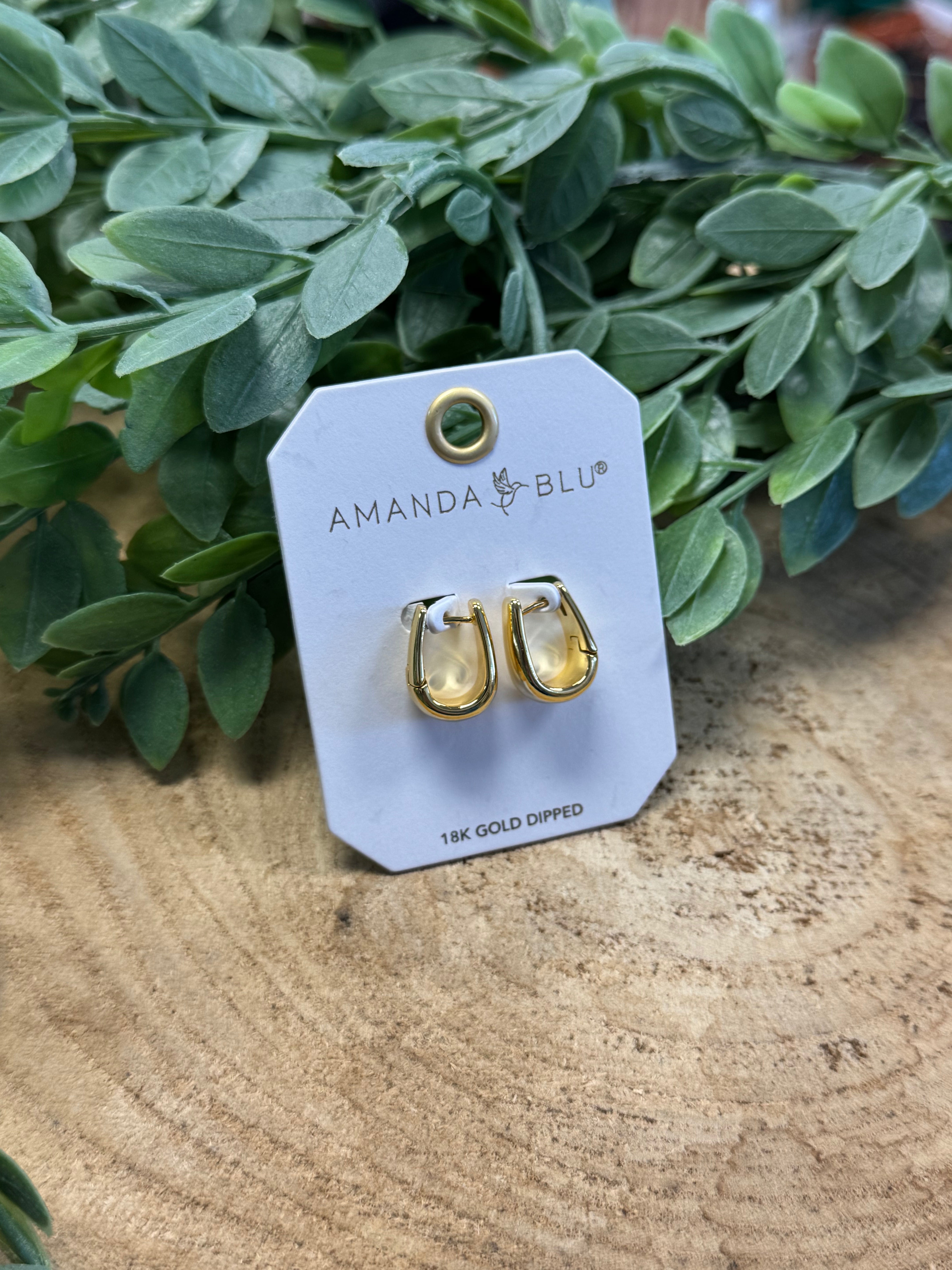 Gold Edna Polished Elongated Huggie-Amanda Blu-The Silo Boutique, Women's Fashion Boutique Located in Warren and Grand Forks North Dakota