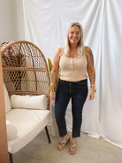Very Striped Tank Top-Taupe Stripe-Tank Tops-very j-The Silo Boutique, Women's Fashion Boutique Located in Warren and Grand Forks North Dakota