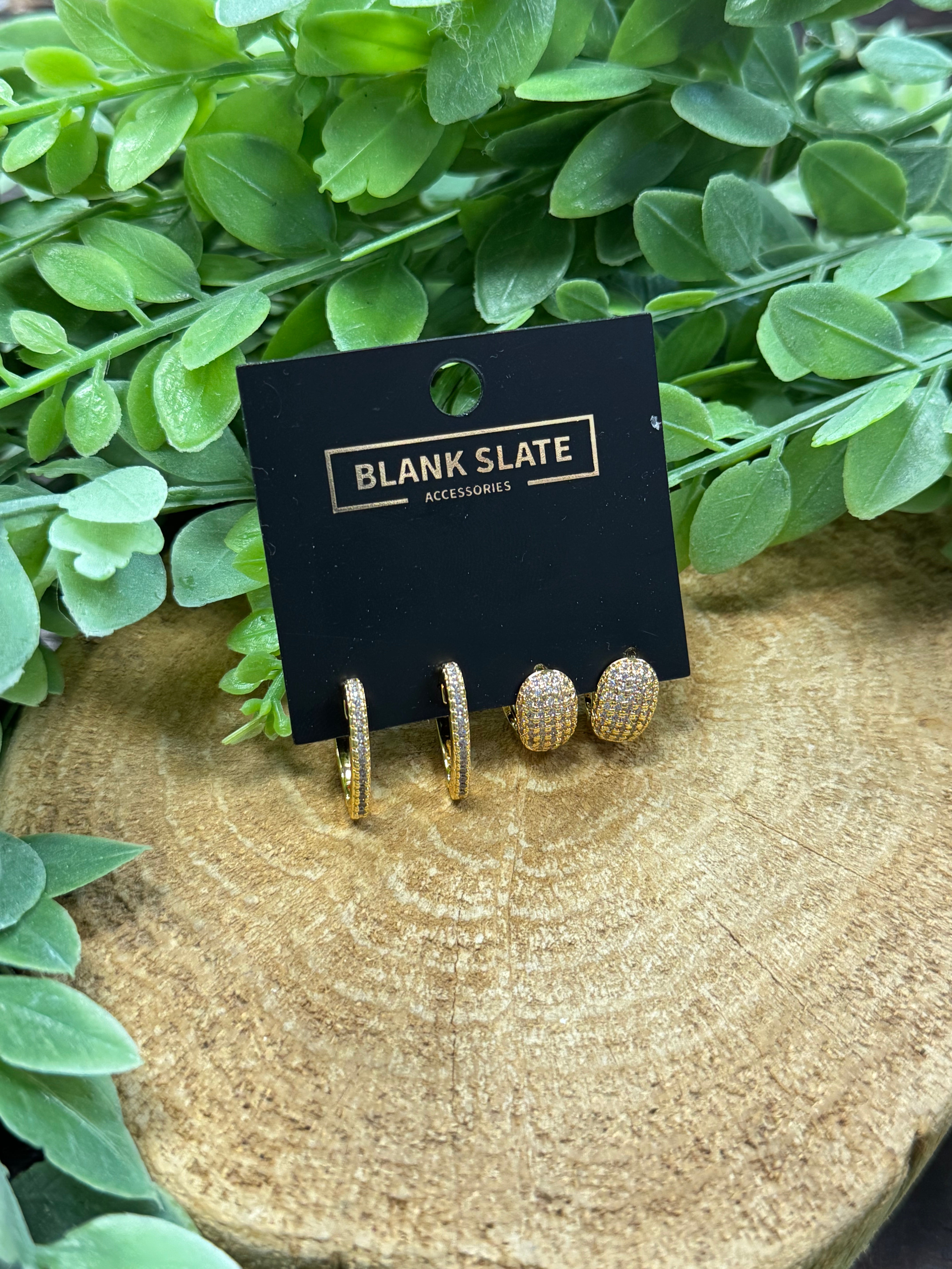 Gold Pave Earring Set-Earrings-Fame-The Silo Boutique, Women's Fashion Boutique Located in Warren and Grand Forks North Dakota