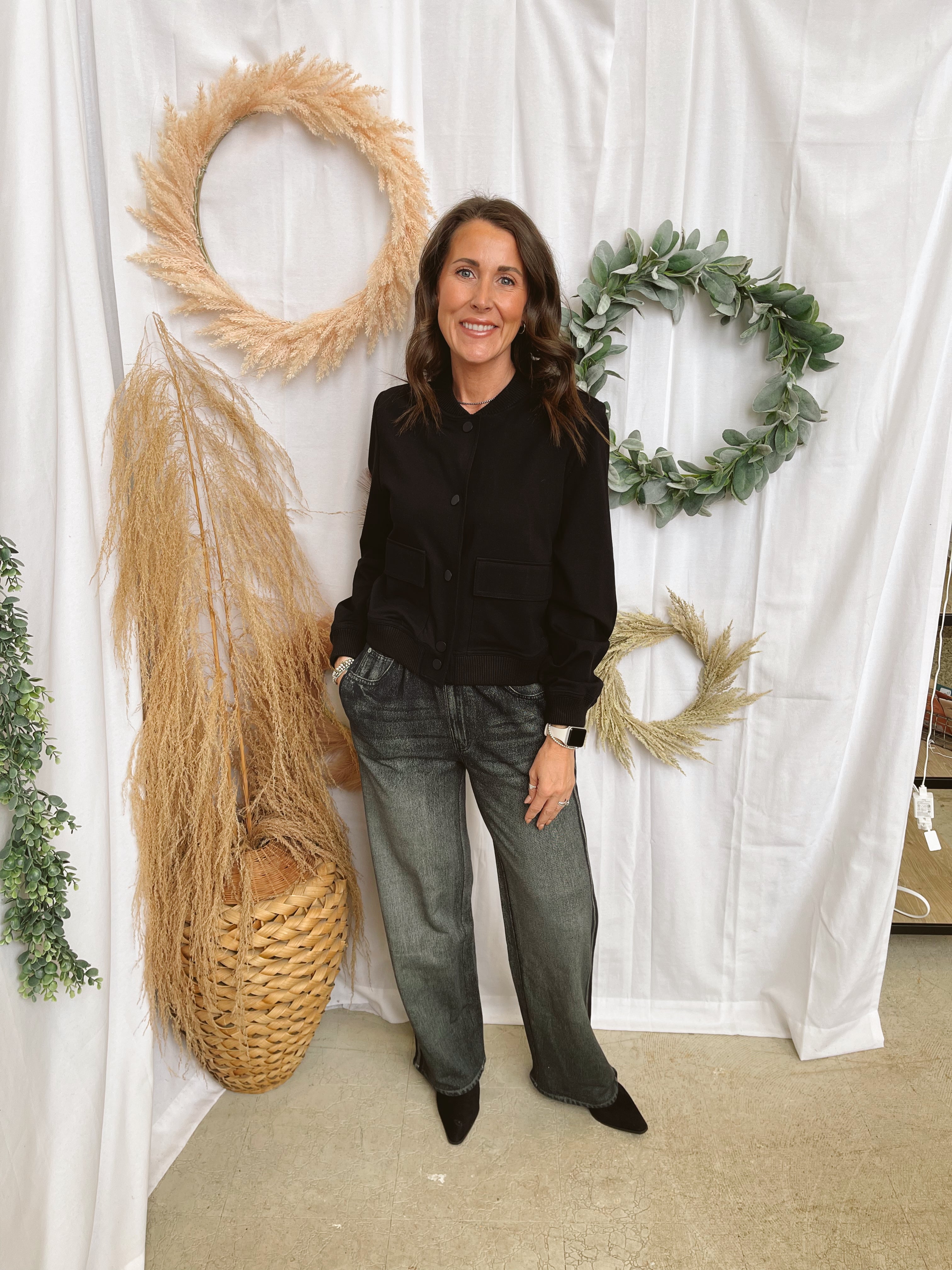 Elan Side Stripe Charcoal Pants-Pants-elan-The Silo Boutique, Women's Fashion Boutique Located in Warren and Grand Forks North Dakota