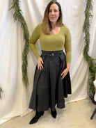 Jet Black Skirt with Belt-Skirts-pinch-The Silo Boutique, Women's Fashion Boutique Located in Warren and Grand Forks North Dakota