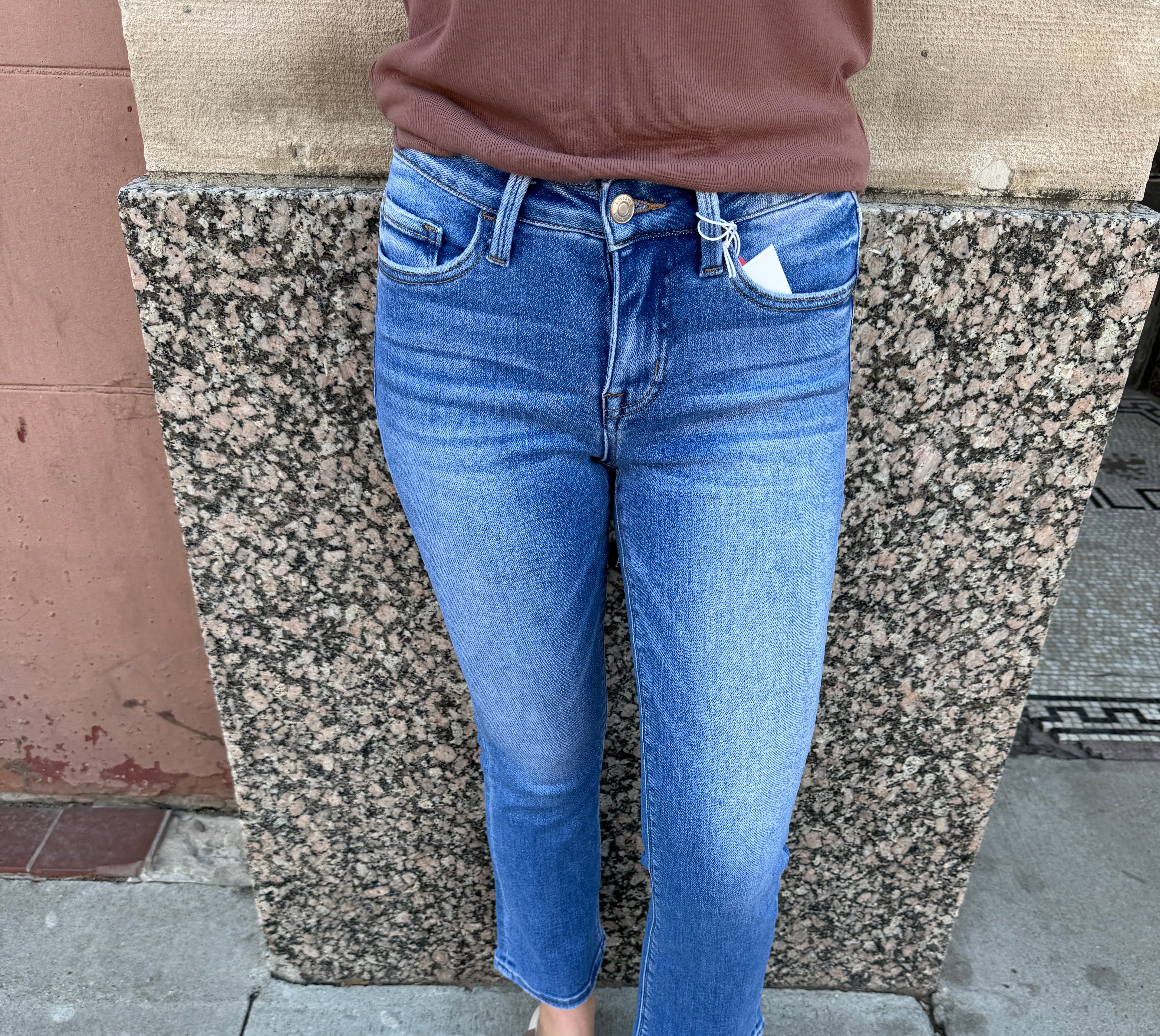 Lovervet Nile Blue Crop Flare Jeans-Jeans-lovervet-The Silo Boutique, Women's Fashion Boutique Located in Warren and Grand Forks North Dakota