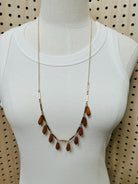Brown Bead Drop Necklace-Final Sale-Necklaces-fame-The Silo Boutique, Women's Fashion Boutique Located in Warren and Grand Forks North Dakota