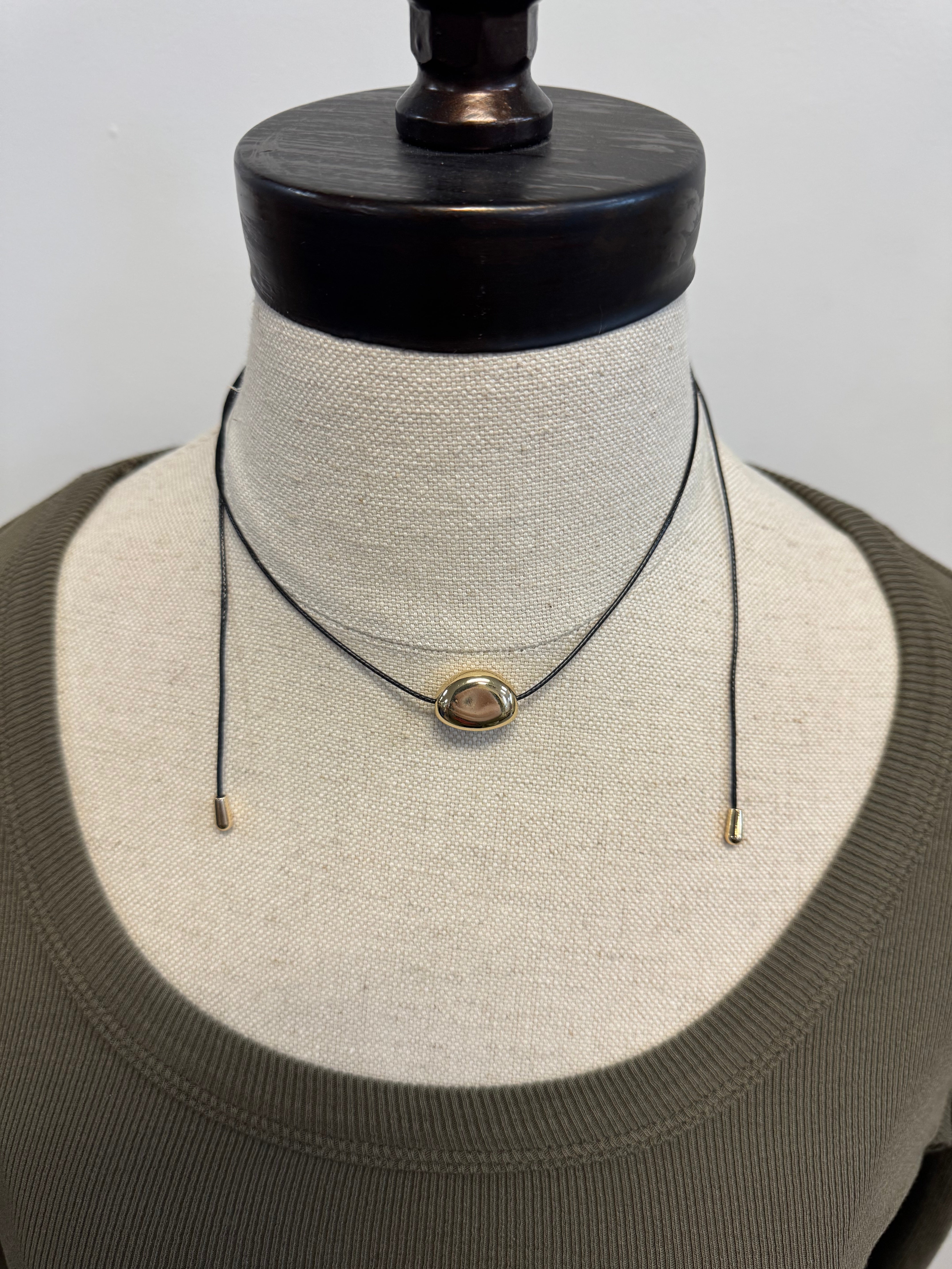Corded Gold Stone Necklace-Necklaces-fame-The Silo Boutique, Women's Fashion Boutique Located in Warren and Grand Forks North Dakota