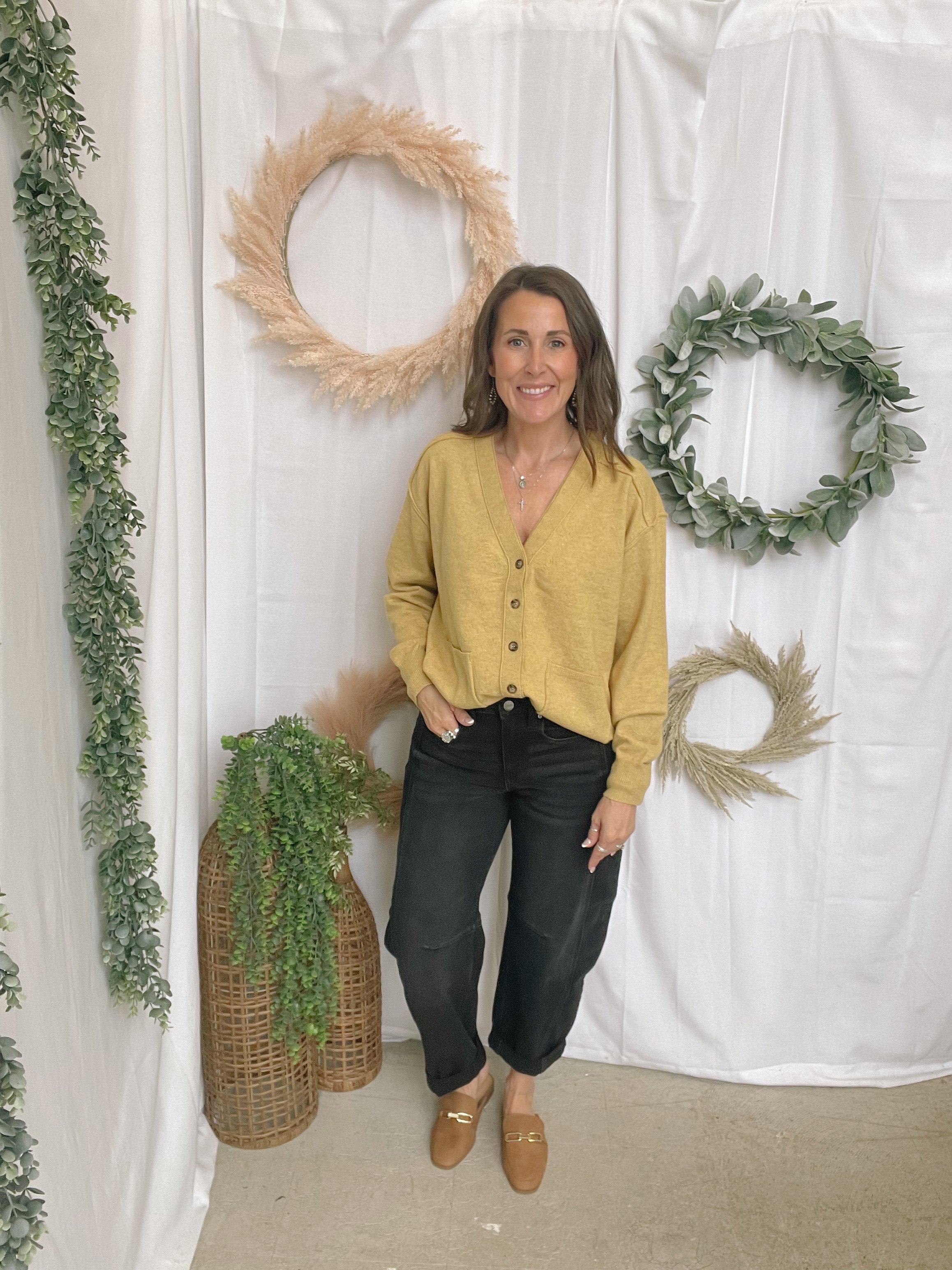Be Cool Double Layered Cardigan-Dijon-Cardigans-be cool-The Silo Boutique, Women's Fashion Boutique Located in Warren and Grand Forks North Dakota
