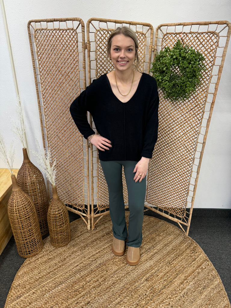 Rae Mode Butter Soft Spruce Flared Leggings-Leggings-rae mode-The Silo Boutique, Women's Fashion Boutique Located in Warren and Grand Forks North Dakota