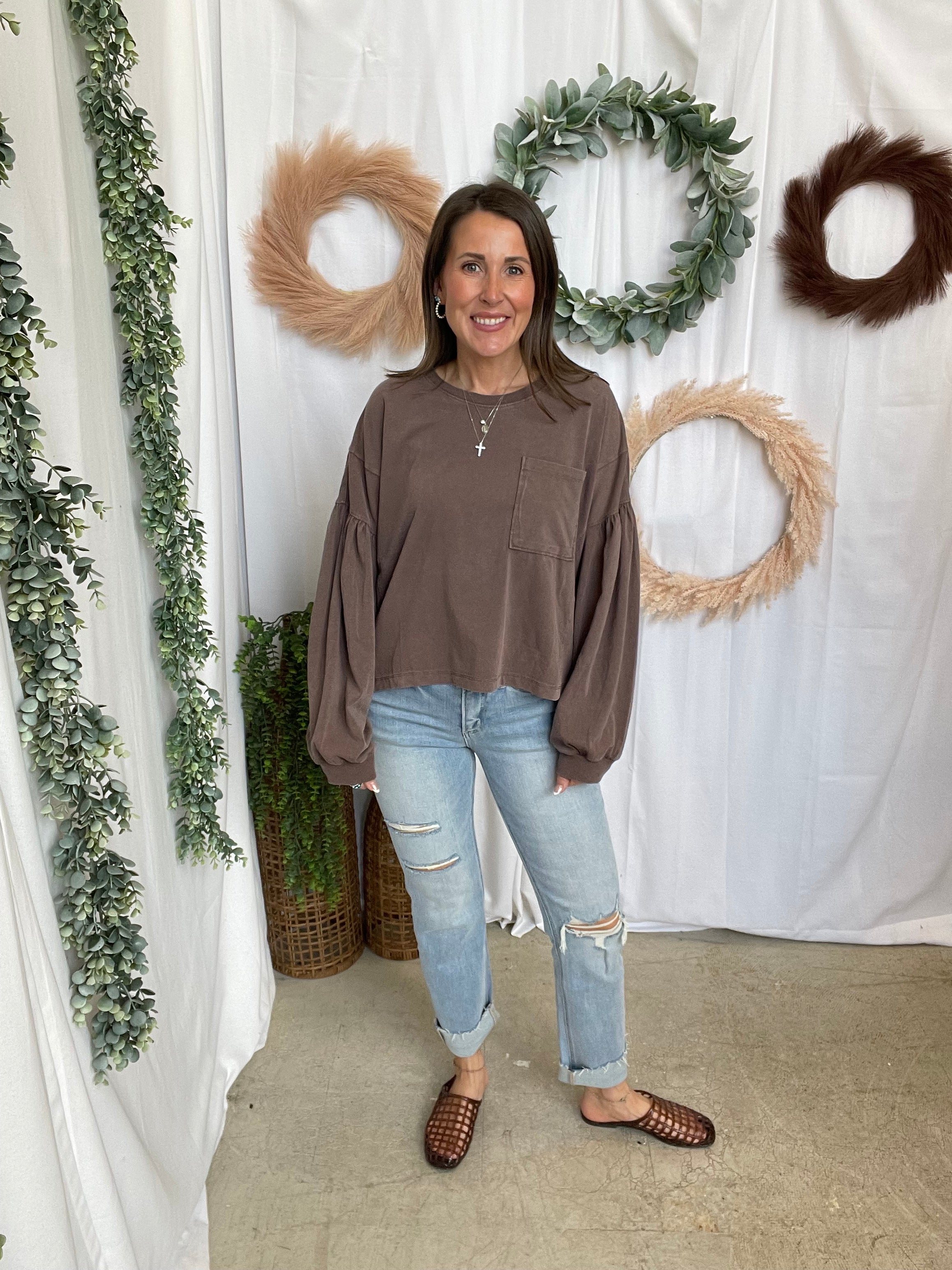 Max Mineral Long Sleeve Top-Brown-Sweaters-hyfve-The Silo Boutique, Women's Fashion Boutique Located in Warren and Grand Forks North Dakota