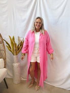 Long Button Down Top-Pink-Long Sleeve Tops-bluivy-The Silo Boutique, Women's Fashion Boutique Located in Warren and Grand Forks North Dakota