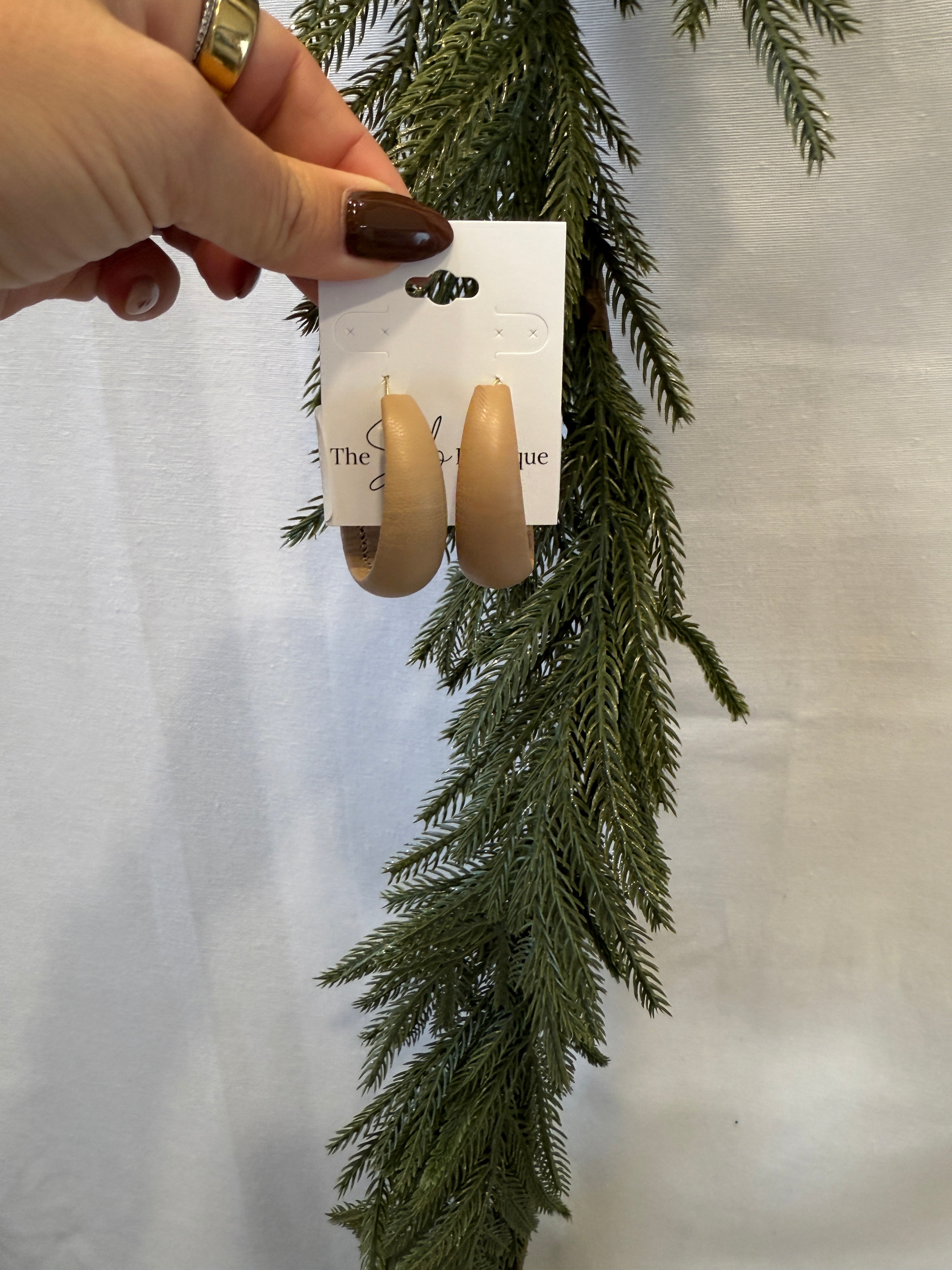 Faux Leather Hoop Earrings-Earrings-Sensibling Corp.-The Silo Boutique, Women's Fashion Boutique Located in Warren and Grand Forks North Dakota