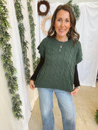 Kori Cable Short Sleeve Sweater-Dark Green-Sweaters-hyfve-The Silo Boutique, Women's Fashion Boutique Located in Warren and Grand Forks North Dakota