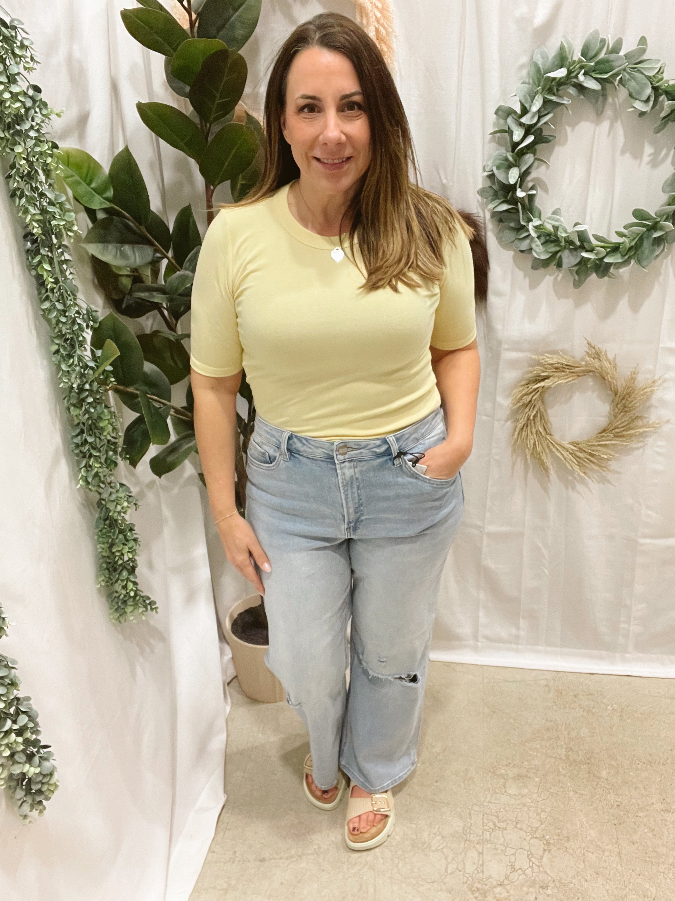 Be Cool Soft Short Sleeve Top-Yellow-Short Sleeve Tops-be cool-The Silo Boutique, Women's Fashion Boutique Located in Warren and Grand Forks North Dakota