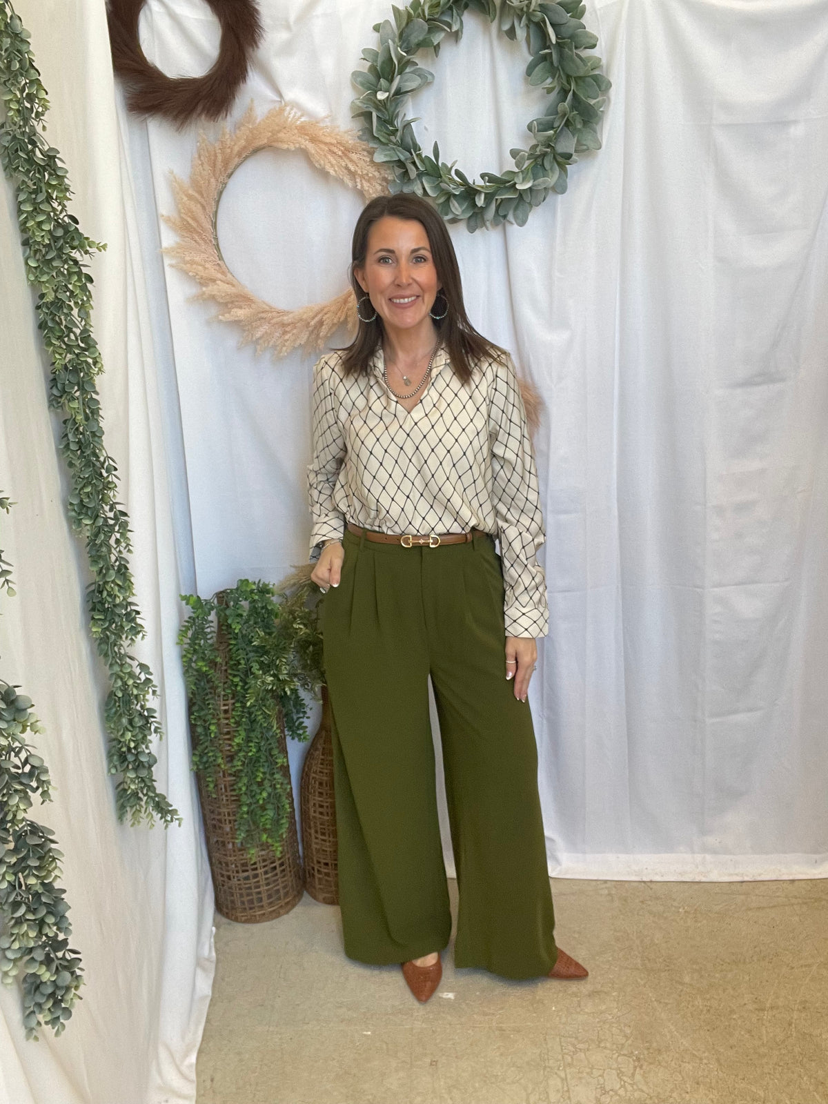Geo Blouse-Long Sleeve Tops-ENTRO-The Silo Boutique, Women's Fashion Boutique Located in Warren and Grand Forks North Dakota