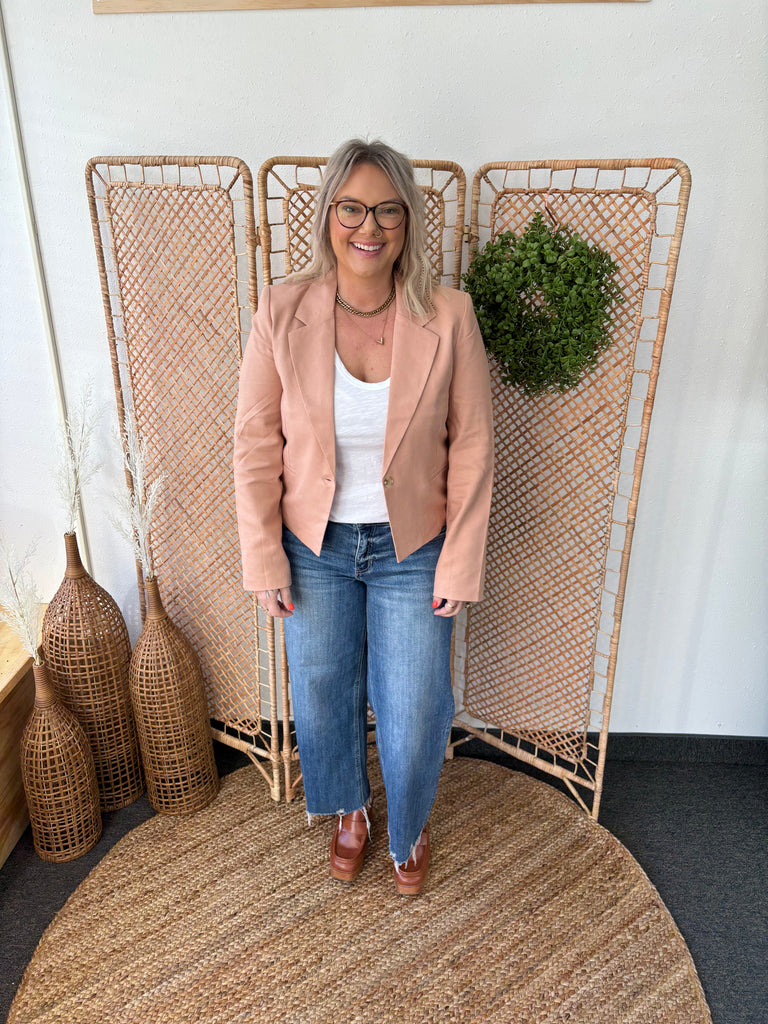 Apricot Business and Fun Blazer-Blazers-be cool-The Silo Boutique, Women's Fashion Boutique Located in Warren and Grand Forks North Dakota