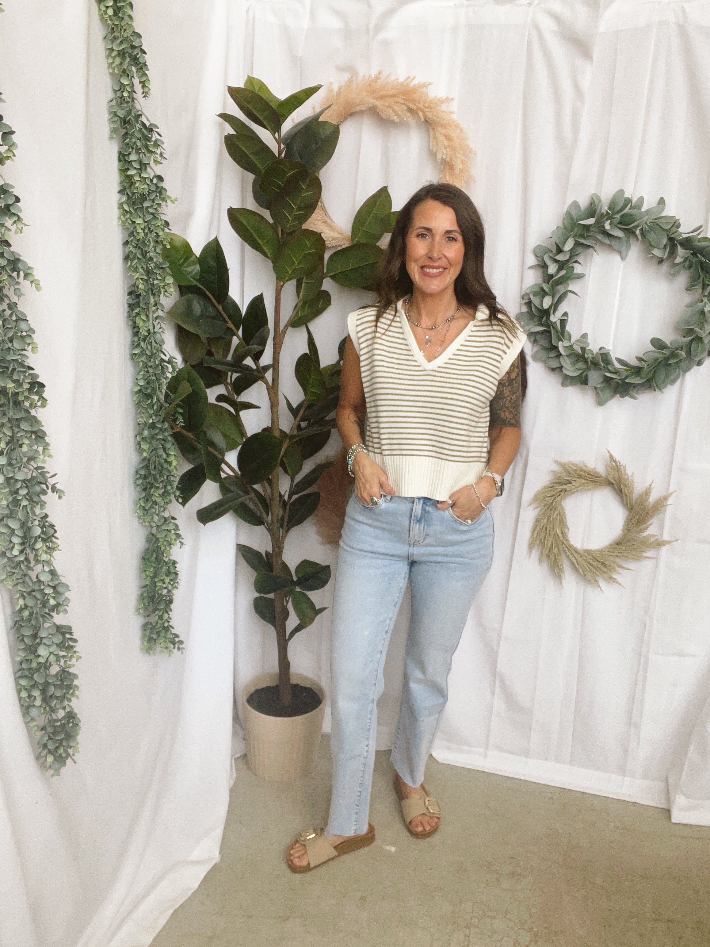 Miou Muse V Neck Collar Top-Tank Tops-miou muse-The Silo Boutique, Women's Fashion Boutique Located in Warren and Grand Forks North Dakota