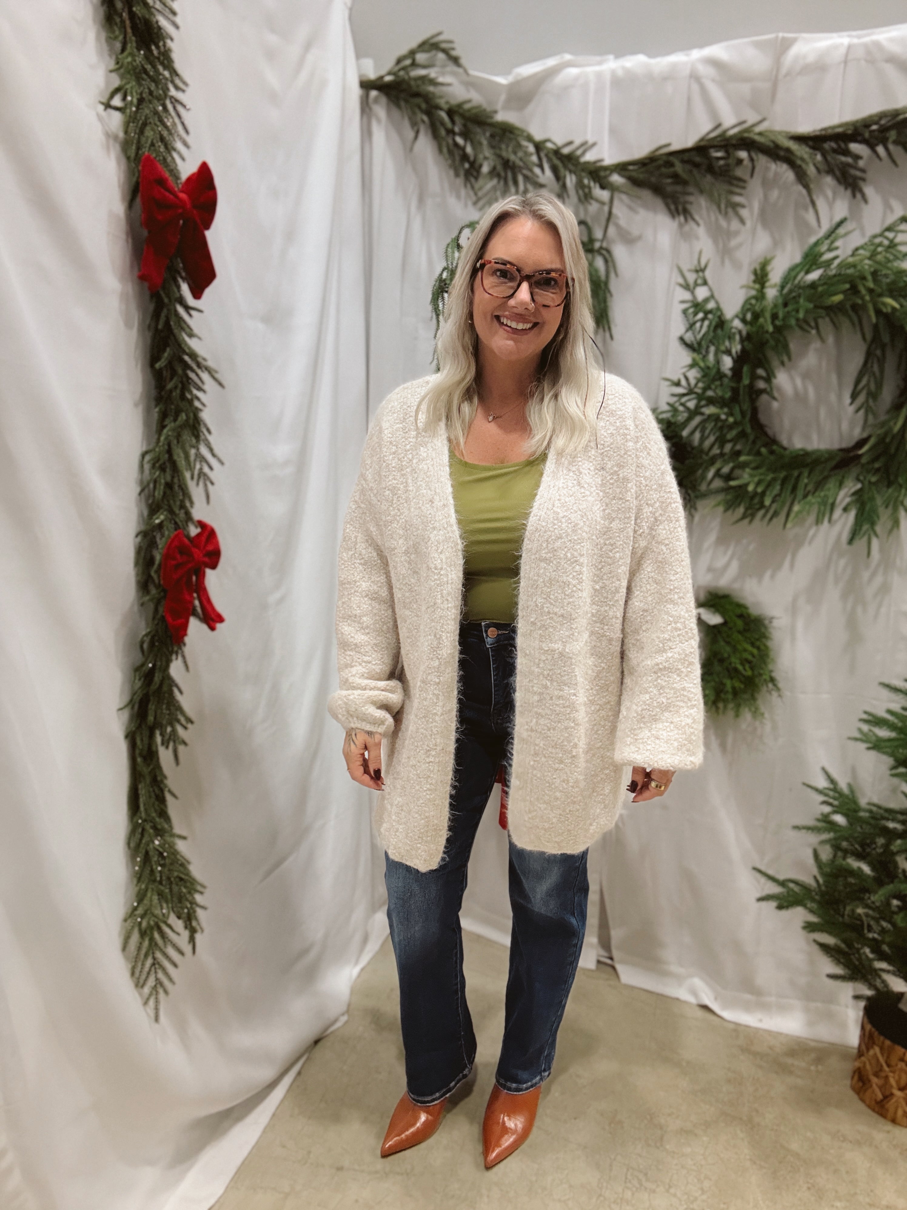 Oatmeal Brushed Sweater Cardigan-Cardigans-wishlist-The Silo Boutique, Women's Fashion Boutique Located in Warren and Grand Forks North Dakota