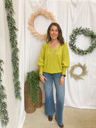 Glam Lace Trim Sweater-Olive-Long Sleeve Tops-glam-The Silo Boutique, Women's Fashion Boutique Located in Warren and Grand Forks North Dakota