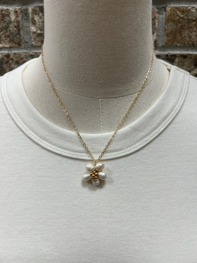 Fame Cluster Pearl Flower Necklace-Necklaces-Fame-The Silo Boutique, Women's Fashion Boutique Located in Warren and Grand Forks North Dakota