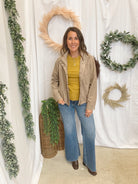 Be Cool Suede Classic Jacket-Sand-Cardigans-be cool-The Silo Boutique, Women's Fashion Boutique Located in Warren and Grand Forks North Dakota