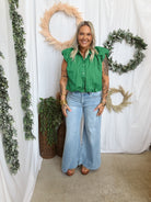 Gloria Button Up Sleeveless Top-Green-Tank Tops-entro-The Silo Boutique, Women's Fashion Boutique Located in Warren and Grand Forks North Dakota